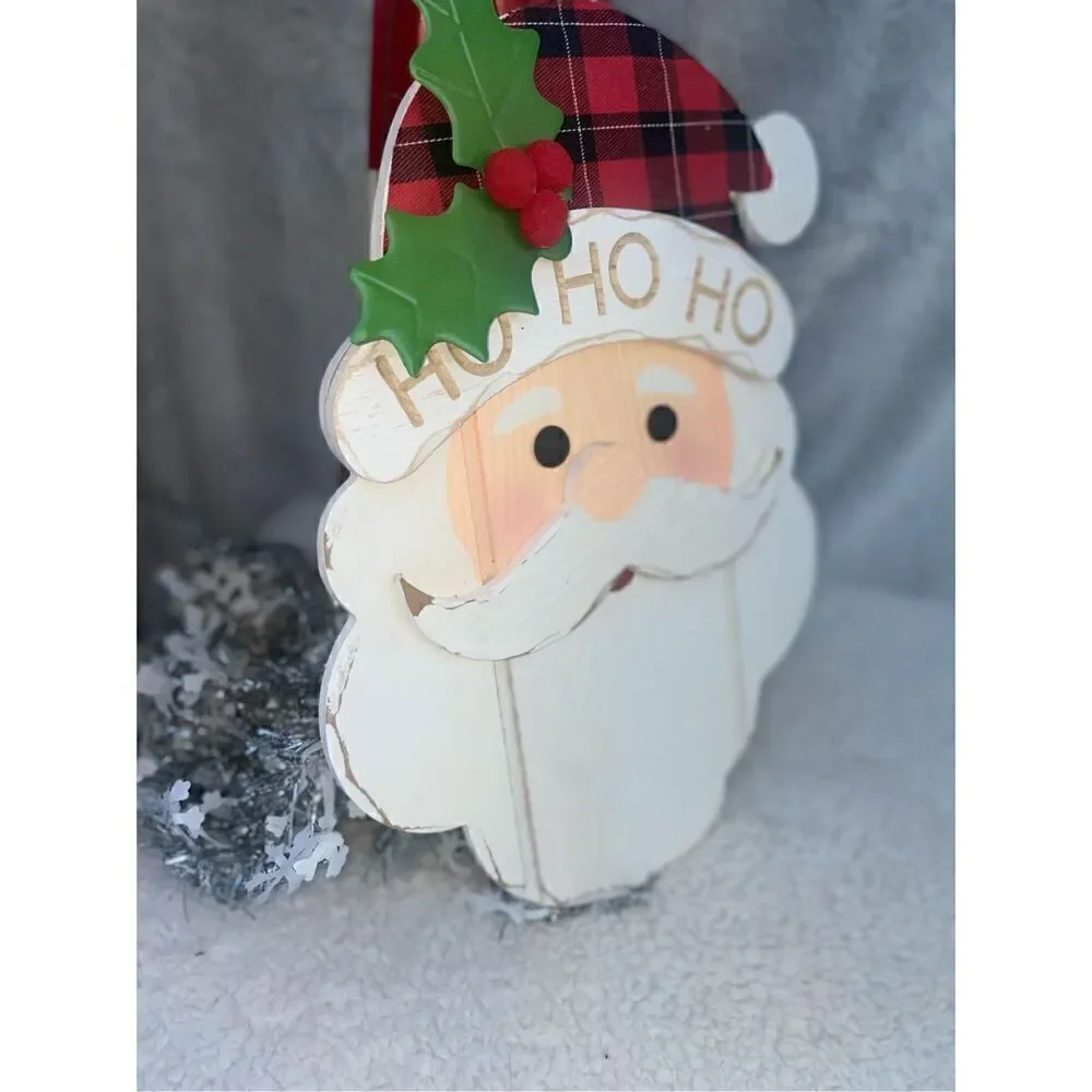 Santa Claus Wood Hanging Sign NWOT